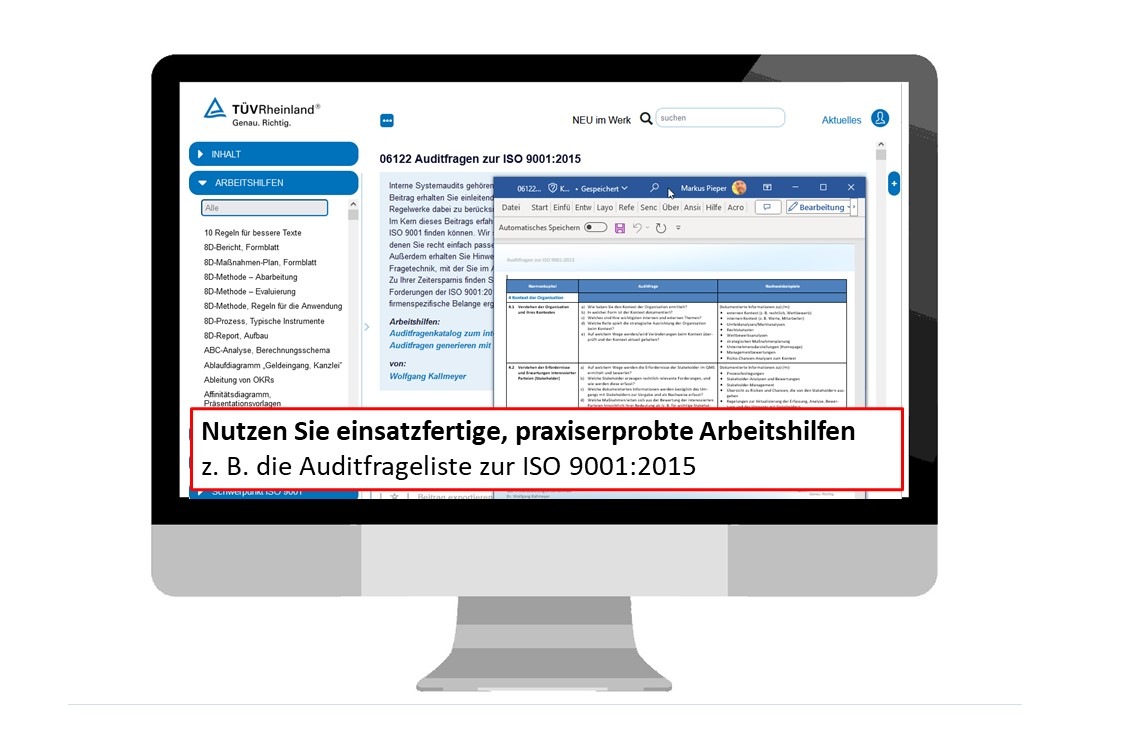 Qualitätsmanagement in Dienstleistungsunternehmen, Arbeitshilfen