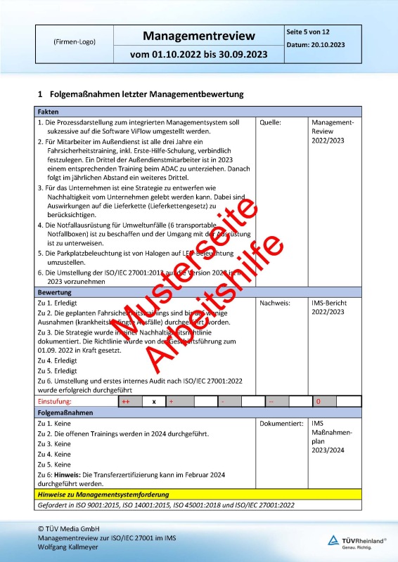 Muster Arbeitshilfe 5 Managementreview zur ISO/IEC 27001 im IMS