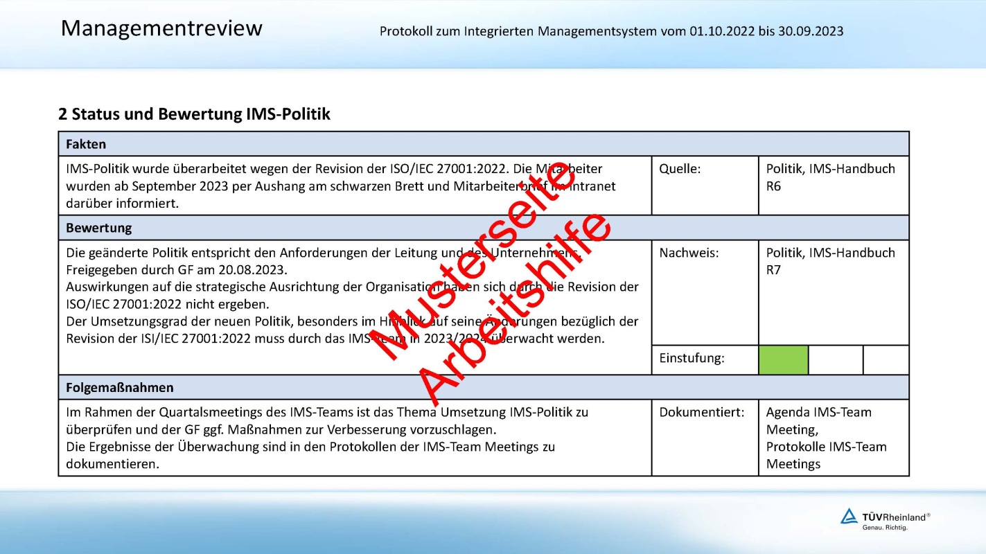 Muster Arbeitshilfe 3 Managementreview zur ISO/IEC 27001 im IMS
