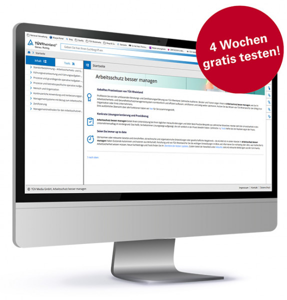 Arbeitsschutz besser Managen digital, TÜV-MediaPilot auf Monitor
