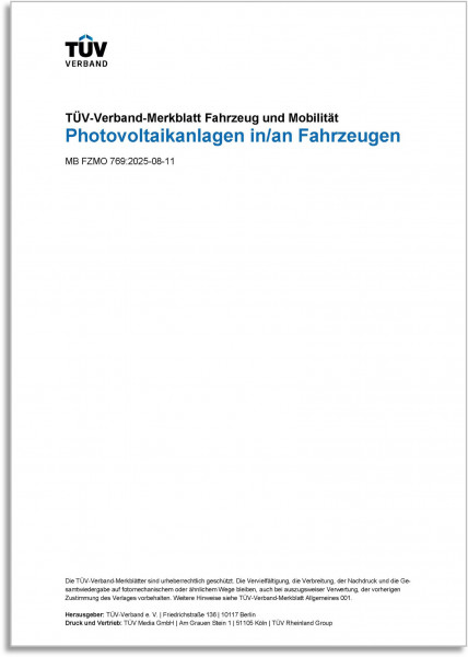 MB FZMO 769 - Photovoltaikanlagen in/an Fahrzeugen (Ausgabe: 2025-08-11)